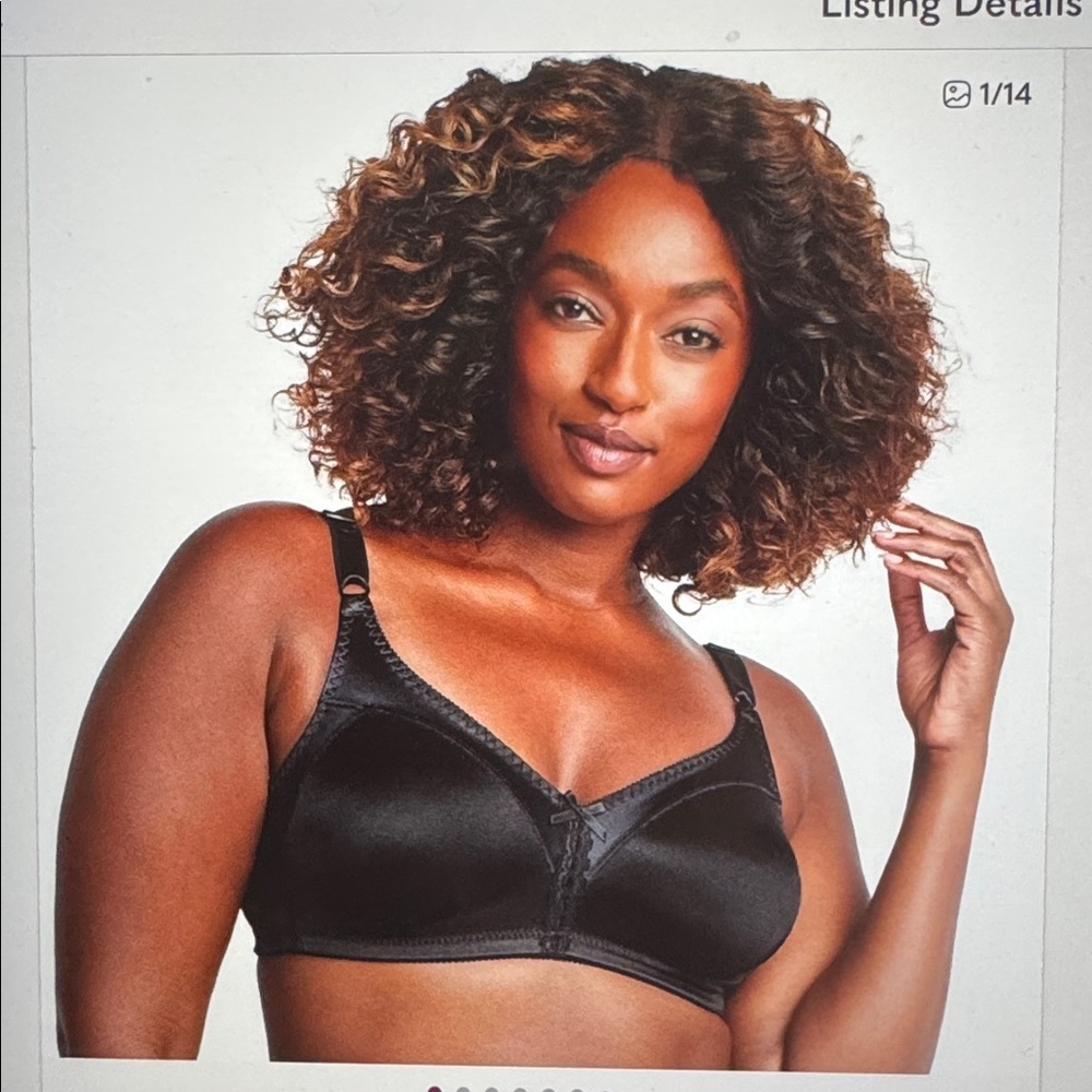 NWT Bali Double Support Comfort-U Wireless Full-Figure Bra 3820 Black Womens 42D